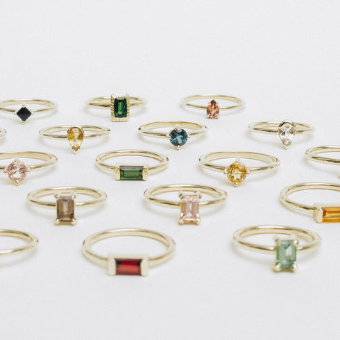 Channel Set Tourmaline Baguette in Yellow Gold